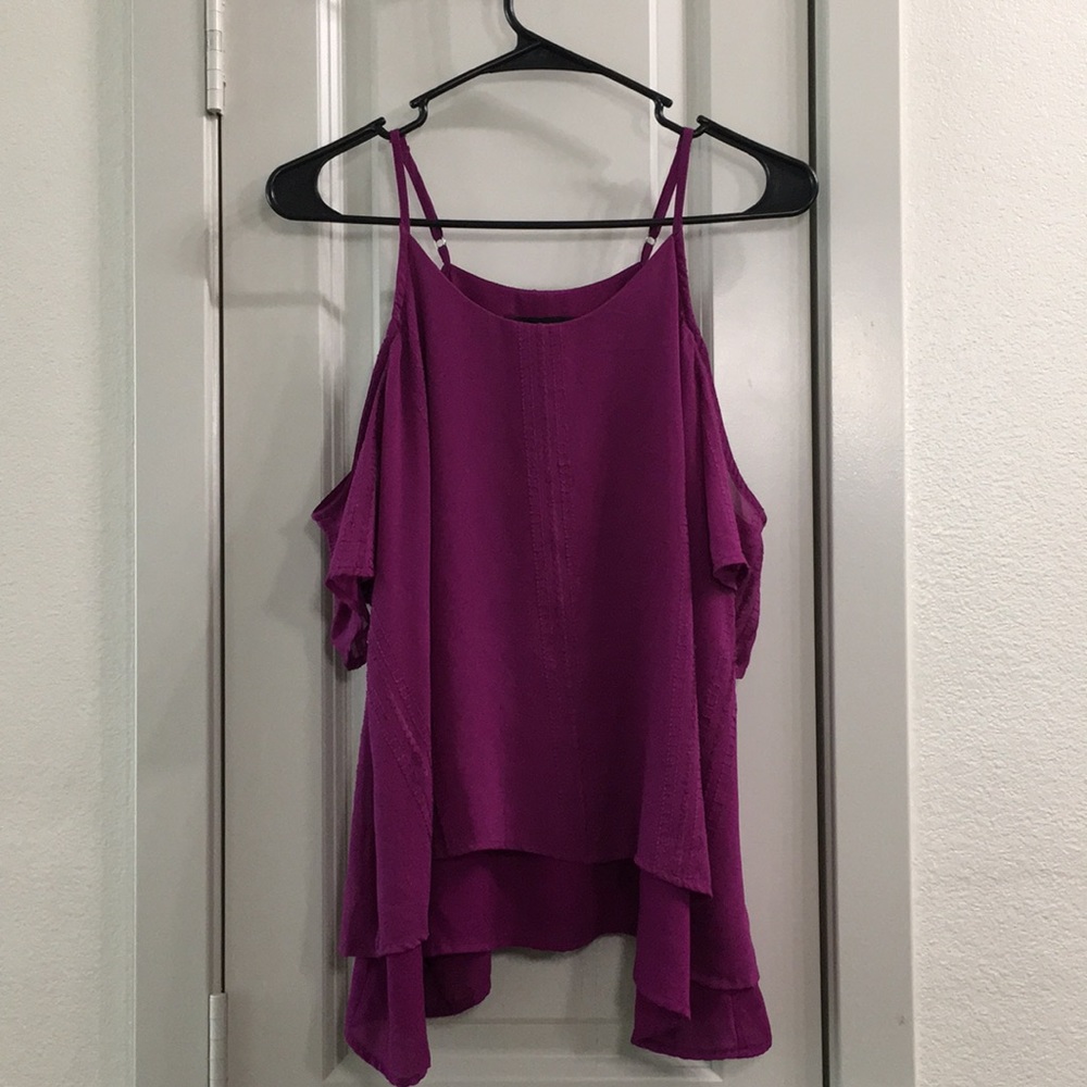 Mossimo Purple Cold Shoulder with Stitching Detail